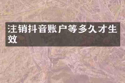 注销抖音账户等多久才生效