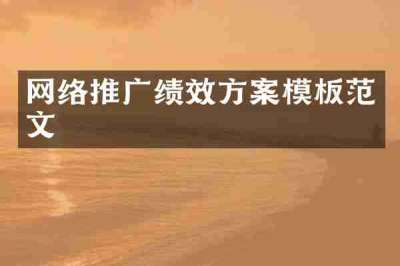 网络推广绩效方案模板范文