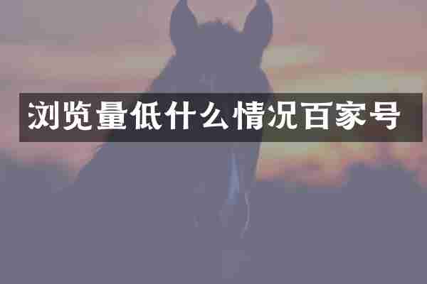 浏览量低什么情况百家号