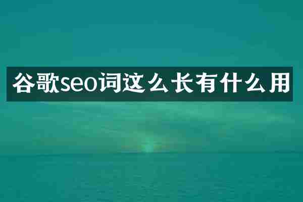 谷歌seo词这么长有什么用