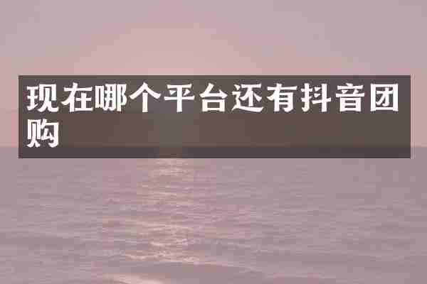 现在哪个平台还有抖音团购