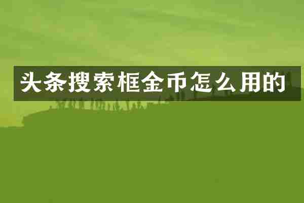 头条搜索框金币怎么用的