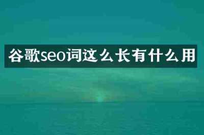谷歌seo词这么长有什么用
