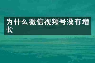 为什么微信视频号没有增长