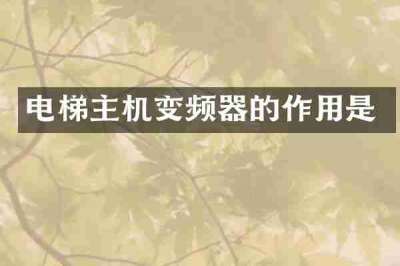 电梯主机变频器的作用是