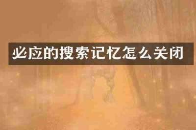 必应的搜索记忆怎么关闭
