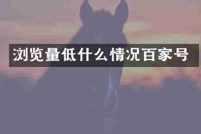 浏览量低什么情况百家号