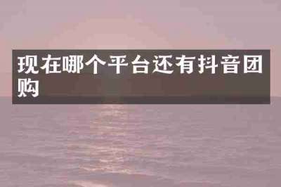 现在哪个平台还有抖音团购
