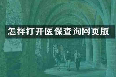 怎样打开医保查询网页版