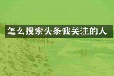 怎么搜索头条我关注的人