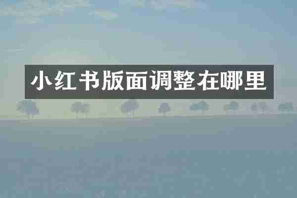 小红书版面调整在哪里