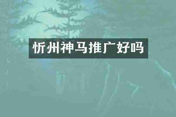 忻州神马推广好吗