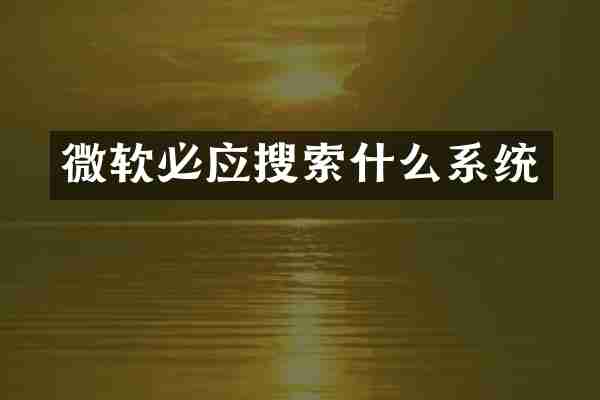 微软必应搜索什么系统