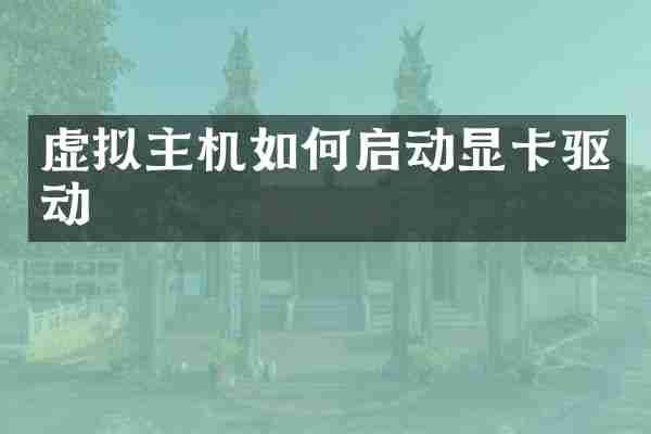 虚拟主机如何启动显卡驱动