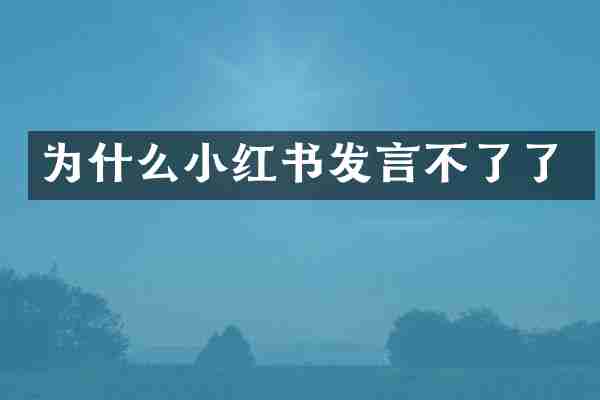为什么小红书发言不了了