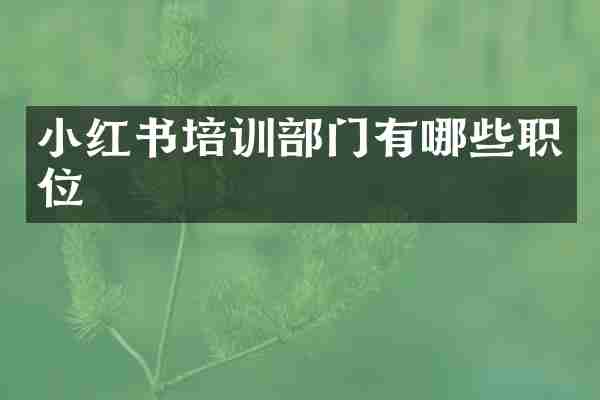 小红书培训部门有哪些职位