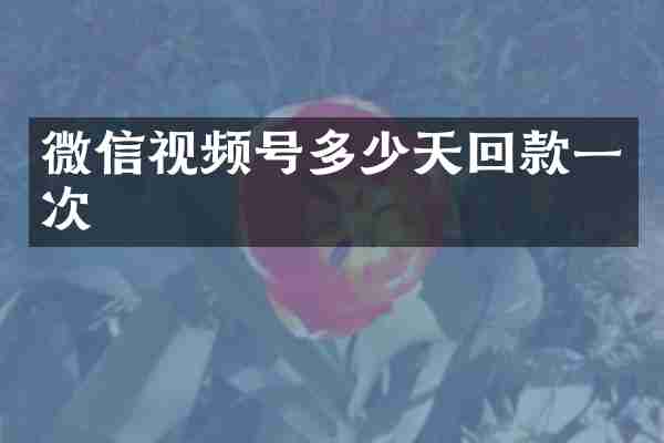 微信视频号多少天回款一次