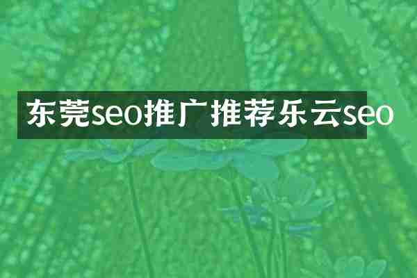 东莞seo推广推荐乐云seo