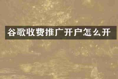 谷歌收费推广开户怎么开