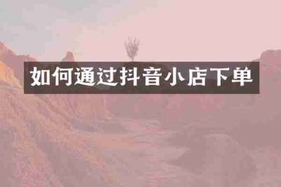如何通过抖音小店下单