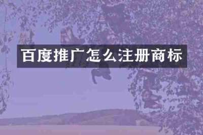 百度推广怎么注册商标