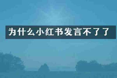 为什么小红书发言不了了