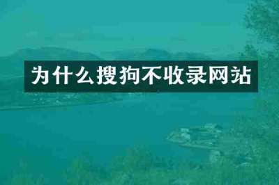 为什么搜狗不收录网站