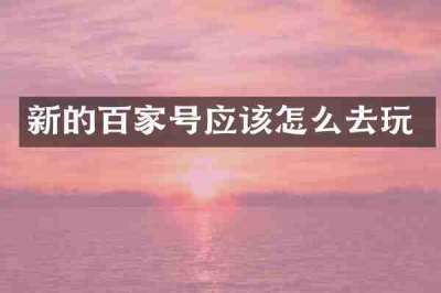 新的百家号应该怎么去玩