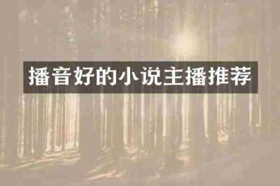 播音好的小说主播推荐