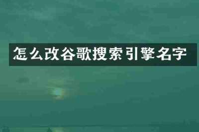 怎么改谷歌搜索引擎名字