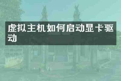 虚拟主机如何启动显卡驱动