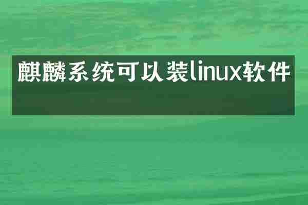 麒麟系统可以装linux软件吗