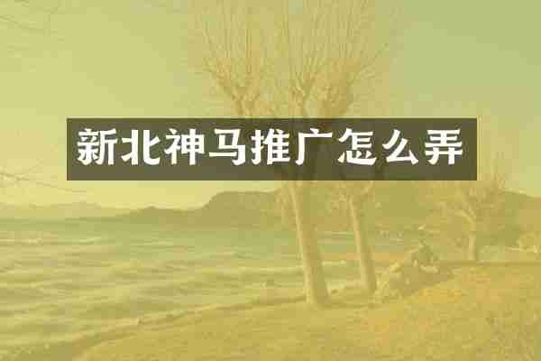 新北神马推广怎么弄