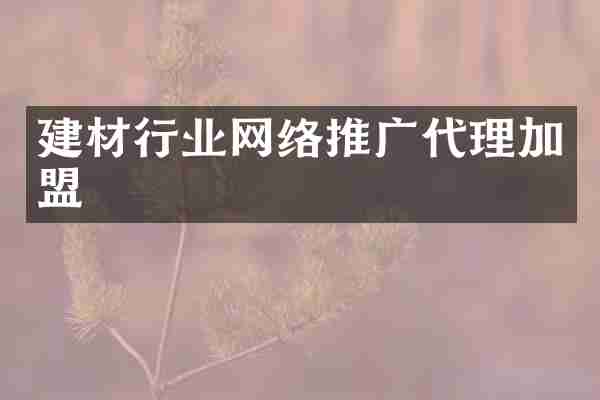 建材行业网络推广代理加盟