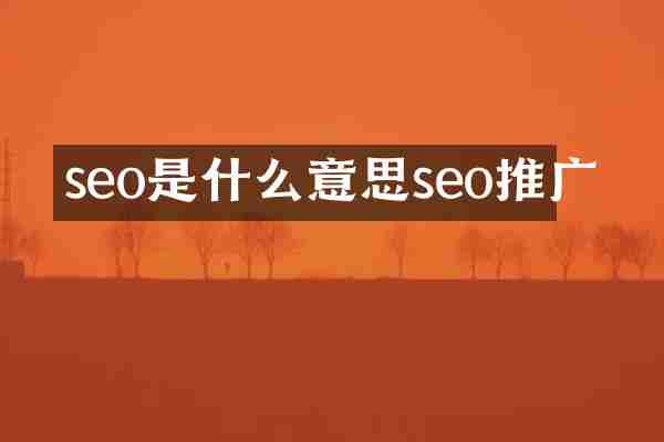 seo是什么意思seo推广