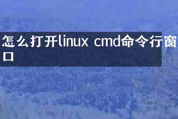 怎么打开linux cmd命令行窗口