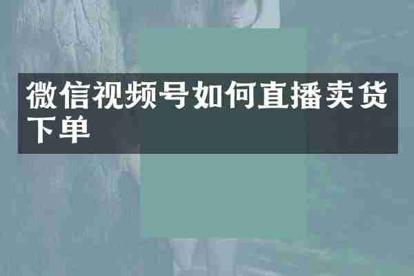 微信视频号如何直播卖货下单