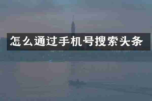 怎么通过手机号搜索头条