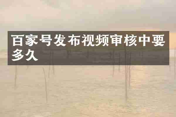 百家号发布视频审核中要多久