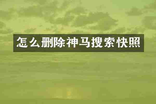 怎么删除神马搜索快照