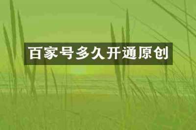 百家号多久开通原创