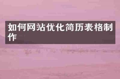 如何网站优化简历表格制作