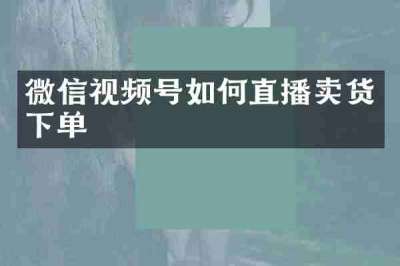 微信视频号如何直播卖货下单