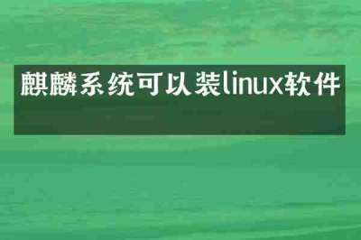 麒麟系统可以装linux软件吗