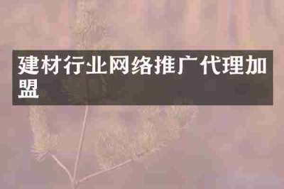 建材行业网络推广代理加盟