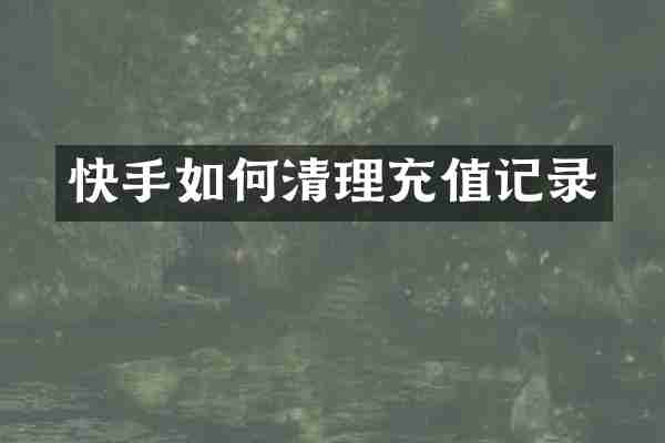 快手如何清理充值记录