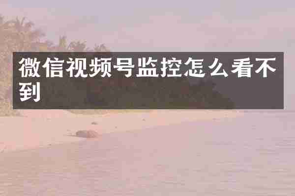 微信视频号监控怎么看不到