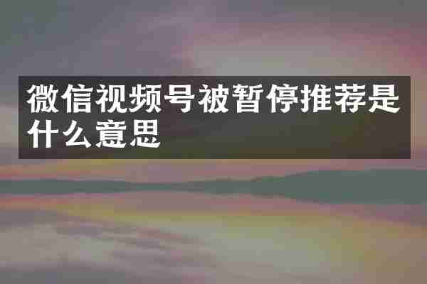 微信视频号被暂停推荐是什么意思