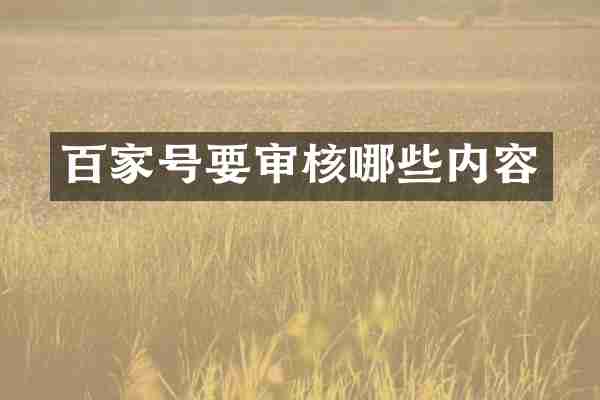 百家号要审核哪些内容