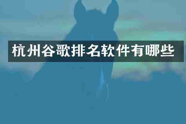 杭州谷歌排名软件有哪些